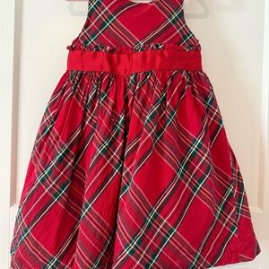 Janie and Jack Vibrant Red Holiday Plaid Checkered Dress 2T